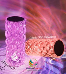 16 Colors Crystal Rose Touch Lamp – USB Rechargeable LED Bedside Table Lamp with Remote Control, Romantic Diamond Night Light