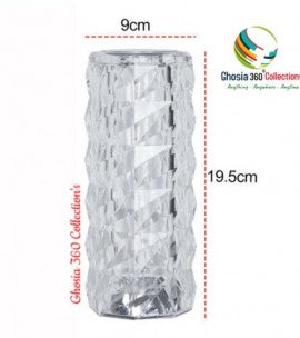 16 Colors Crystal Rose Touch Lamp – USB Rechargeable LED Bedside Table Lamp with Remote Control, Romantic Diamond Night Light