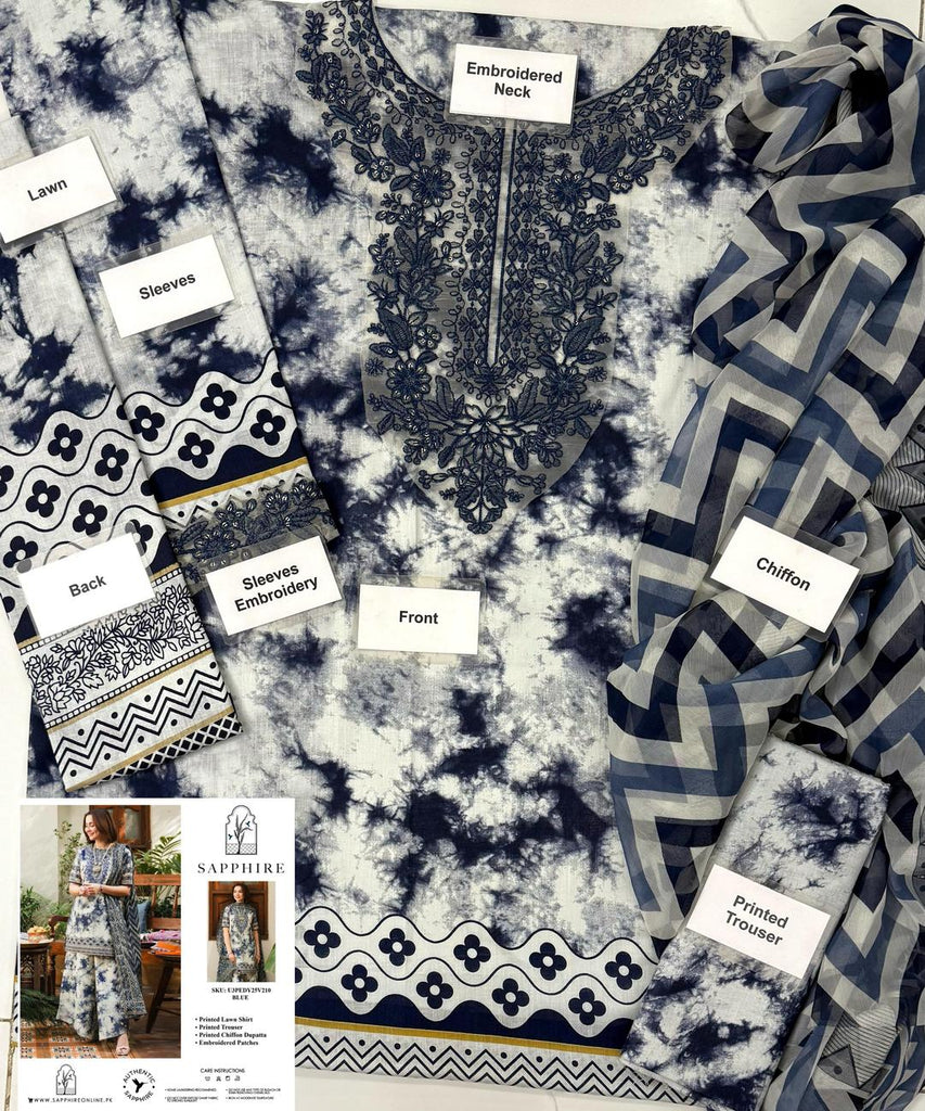 3 Pcs Women's Unstitched Digital Print Suit – Royal Martz Grey Set