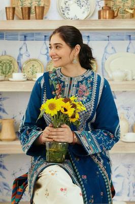 3 Pcs Women’s Unstitched Embroidered Dhanak Suit with Wool Shawl | Royal Martz
