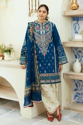 3 Pcs Women’s Unstitched Embroidered Dhanak Suit with Wool Shawl | Royal Martz