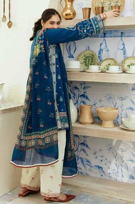 3 Pcs Women’s Unstitched Embroidered Dhanak Suit with Wool Shawl | Royal Martz