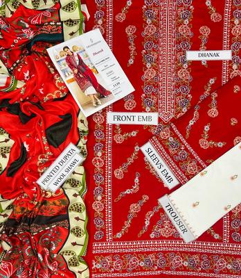 3 Pcs Women’s Unstitched Embroidered Dhanak Suit with Wool Shawl | Royal Martz