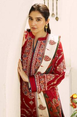 3 Pcs Women’s Unstitched Embroidered Dhanak Suit with Wool Shawl | Royal Martz