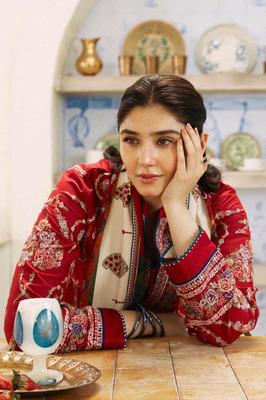 3 Pcs Women’s Unstitched Embroidered Dhanak Suit with Wool Shawl | Royal Martz