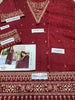 3 Pcs Women’s Unstitched Embroidered Lawn Suit with Organza Dupatta – Maroon | Royal Martz