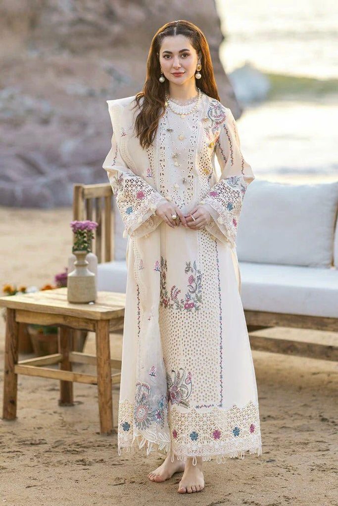 3 Pcs Women’s Unstitched Embroidered Lawn Suit – Chikankari & Organza Dupatta