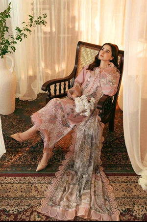 3 Pcs Women’s Unstitched Embroidered Lawn Suit with Diamond Dupatta – Pink | Royal Martz