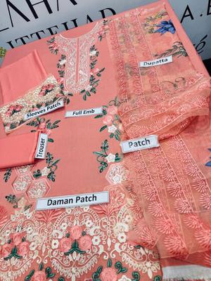 3 Pcs Women’s Unstitched Embroidered Lawn Suit with Diamond Dupatta – Pink | Royal Martz