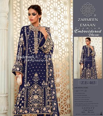 3 Pcs Women's Unstitched Viscose Embroidered Suit – Royal Martz Blue Set