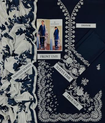 3 Pcs Women’s Unstitched Embroidered Dhanak Suit with Wool Shawl | Royal Martz