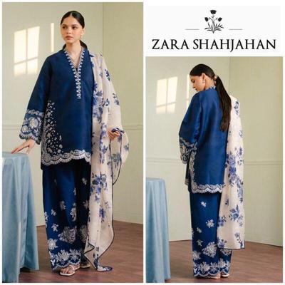 3 Pcs Women’s Unstitched Embroidered Dhanak Suit with Wool Shawl | Royal Martz