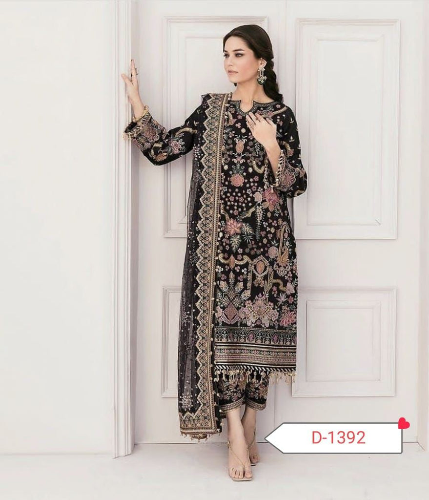 Baroque Heavy Embroidered Addawork Formal Bridal Suit – Black | Luxury Wedding Collection | Royal Martz