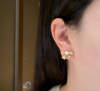 Bow Shape Zircon Pearl Earrings for Women | Korean Style Jewelry | Gold & Silver Elegant Party, Wedding & Daily Wear Earrings
