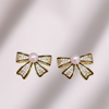 Bow Shape Zircon Pearl Earrings for Women | Korean Style Jewelry | Gold & Silver Elegant Party, Wedding & Daily Wear Earrings