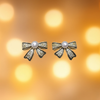 Bow Shape Zircon Pearl Earrings for Women | Korean Style Jewelry | Gold & Silver Elegant Party, Wedding & Daily Wear Earrings