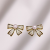 Bow Shape Zircon Pearl Earrings for Women | Korean Style Jewelry | Gold & Silver Elegant Party, Wedding & Daily Wear Earrings
