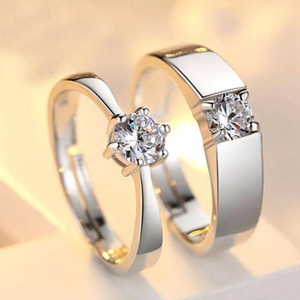Charm Couple’s Ring Set – 2 Pcs Silver Plated Stainless Steel Rings | Unisex Easy Wear Jewelry – Royal Martz