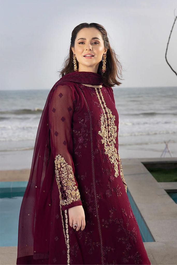 Chiffon Embroidered Luxury Unstitched 3 Piece Suit with Adda Work & Pearls – Royal Martz