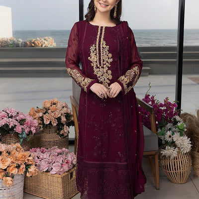 Chiffon Embroidered Luxury Unstitched 3 Piece Suit with Adda Work & Pearls – Royal Martz