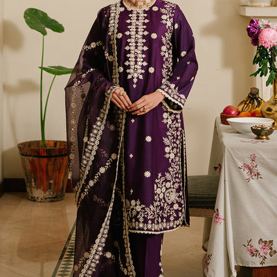 Cross Stitch Premium Dhanak Embroidered 3 Piece Suit with Dhanak Shawl – Royal Martz