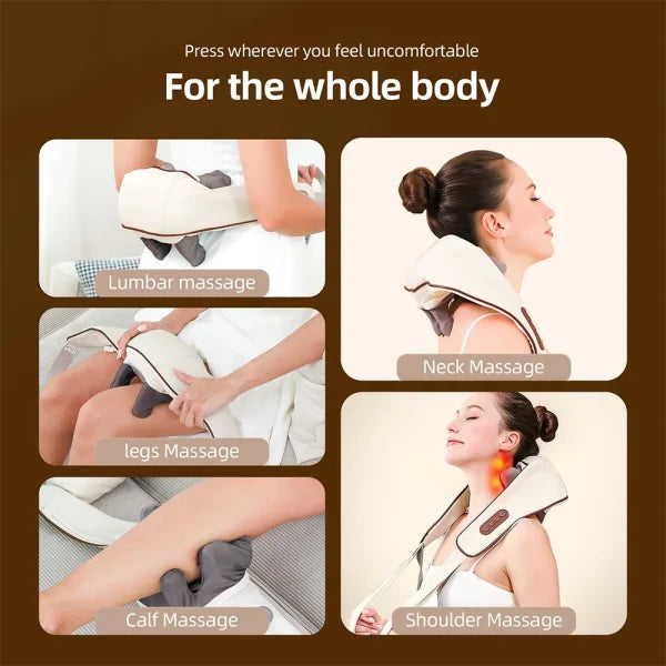 Electric Neck & Shoulder Massager – Wireless Kneading Back & Neck Massage Pillow with Heat Therapy | Royal Martz