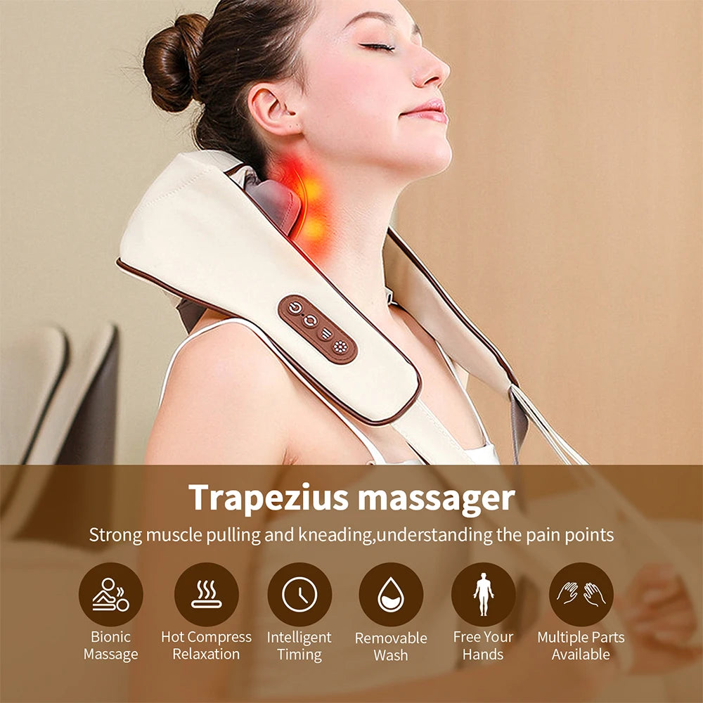 Electric Neck & Shoulder Massager – Wireless Kneading Back & Neck Massage Pillow with Heat Therapy | Royal Martz