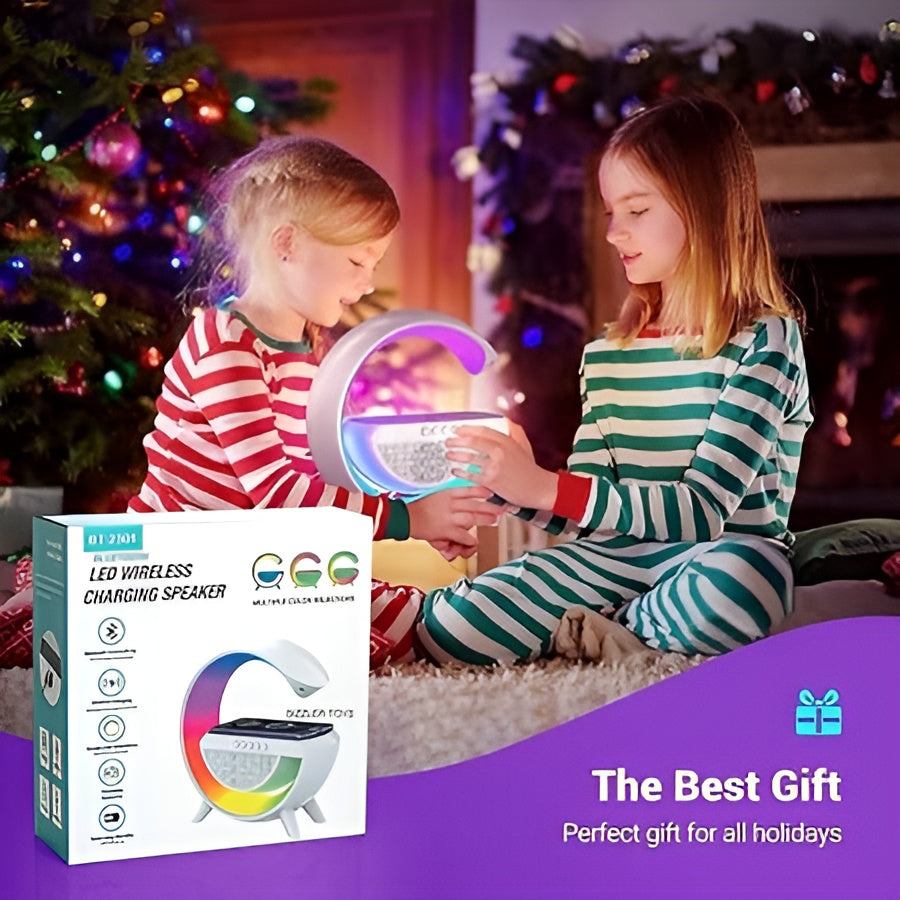 G-Shape RGB Light Table Lamp with Wireless Charger, Bluetooth Speaker & FM Radio | Royal Martz