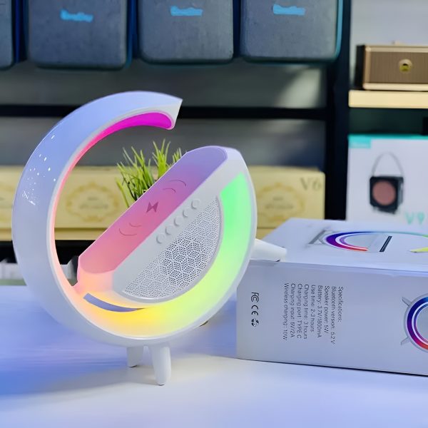 G-Shape RGB Light Table Lamp with Wireless Charger, Bluetooth Speaker & FM Radio | Royal Martz