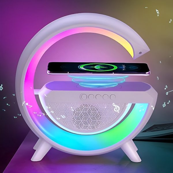 G-Shape RGB Light Table Lamp with Wireless Charger, Bluetooth Speaker & FM Radio | Royal Martz