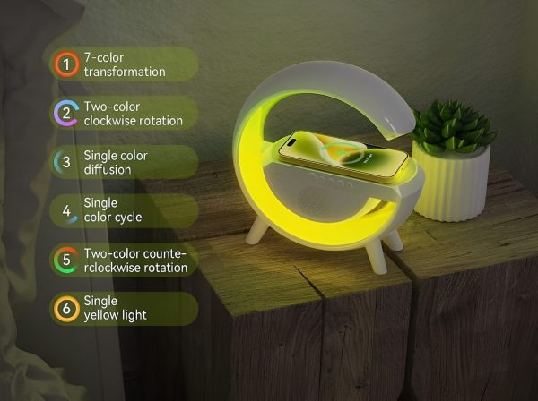 G-Shape RGB Light Table Lamp with Wireless Charger, Bluetooth Speaker & FM Radio | Royal Martz