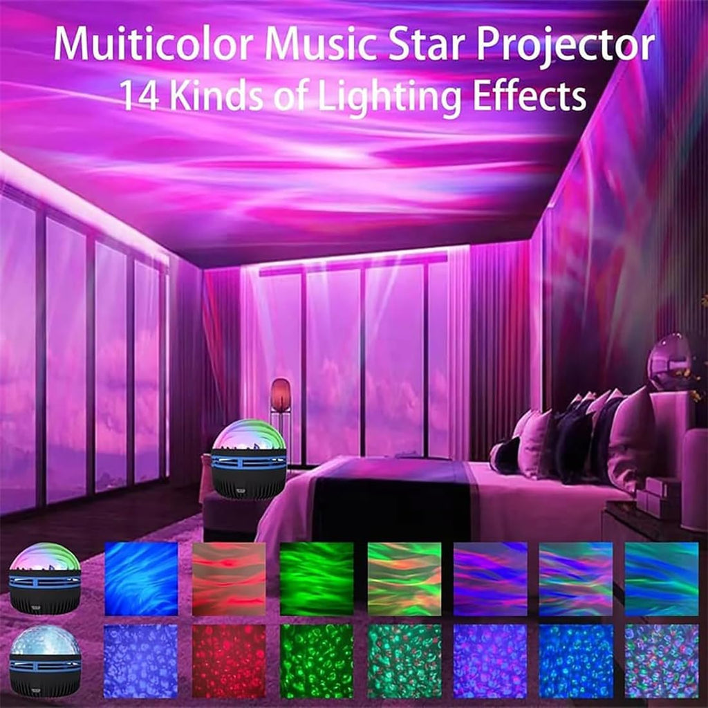 LED Starry Galaxy Projector Night Light – Rotating Star Moon Aurora Lamp with Remote for Bedroom & Home Decor