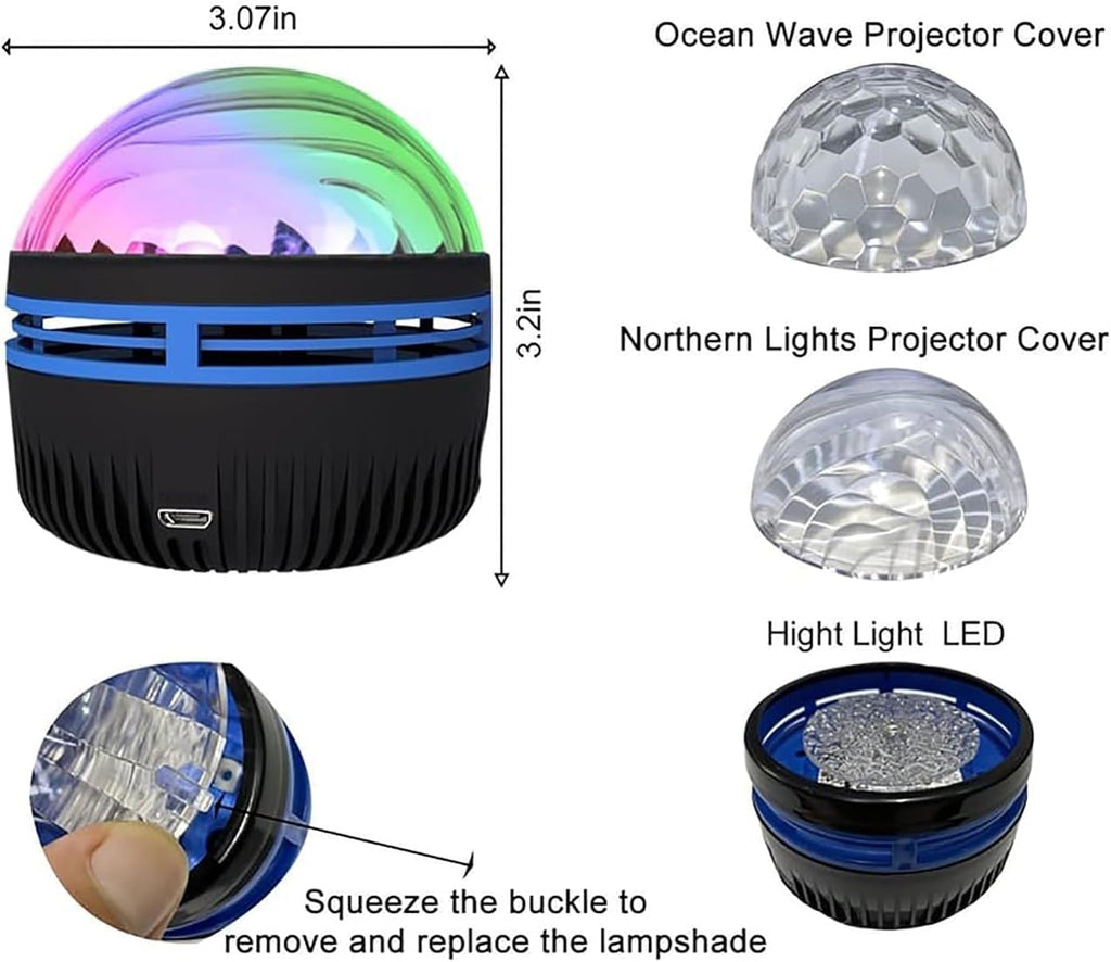 LED Starry Galaxy Projector Night Light – Rotating Star Moon Aurora Lamp with Remote for Bedroom & Home Decor