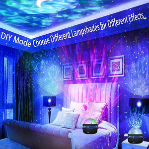 LED Starry Galaxy Projector Night Light – Rotating Star Moon Aurora Lamp with Remote for Bedroom & Home Decor