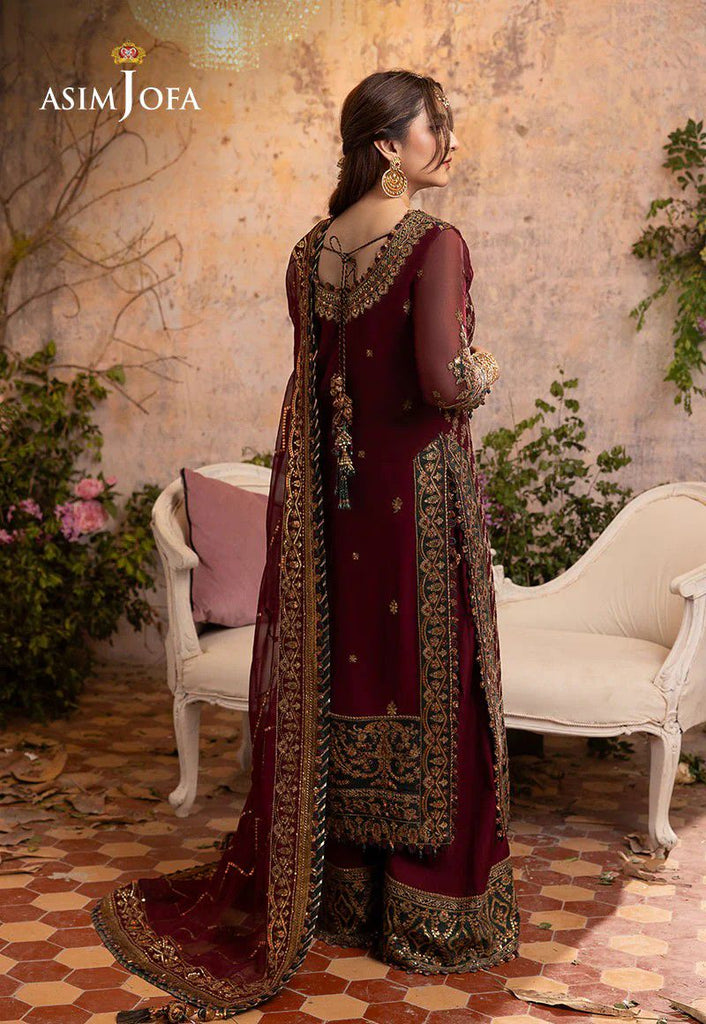 Luxury Chiffon Embroidered 3 Pc Unstitched Dress – Zari, Sequence, Thread & Handwork with Silk Trouser & Heavy Dupatta