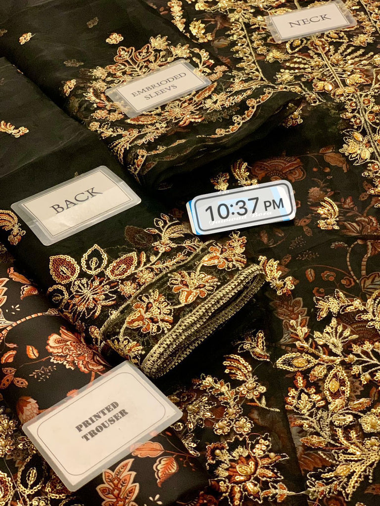 Luxury Organza Heavy Embroidered Spengle Work Suit with Silk Trouser & Dupatta – Article AC-DUSK-25 | Royal Martz