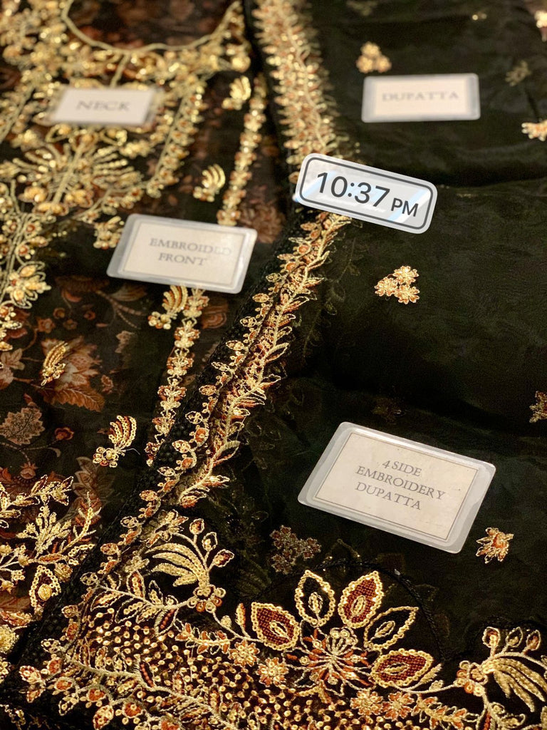 Luxury Organza Heavy Embroidered Spengle Work Suit with Silk Trouser & Dupatta – Article AC-DUSK-25 | Royal Martz