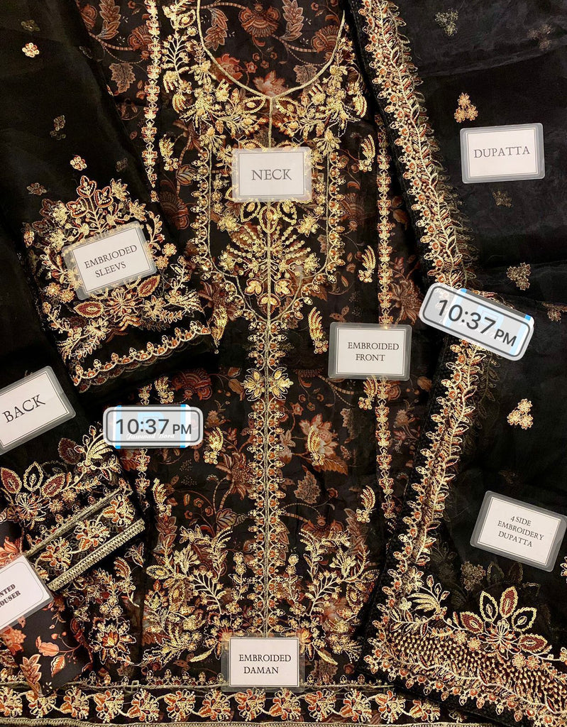 Luxury Organza Heavy Embroidered Spengle Work Suit with Silk Trouser & Dupatta – Article AC-DUSK-25 | Royal Martz