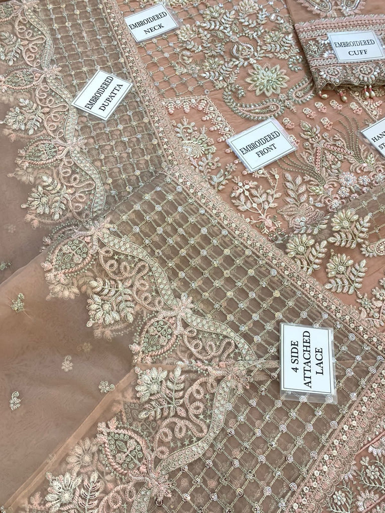 Luxury Organza & Silk Embroidered Formal Suit – Heavy Handwork with Latkans & Cutwork Dupatta | Royal Martz