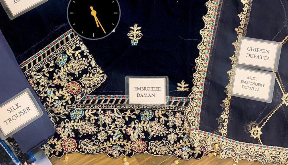 Luxury Velvet Embroidered Suit with Chiffon Dupatta & Silk Trouser – Royal Martz Exclusive