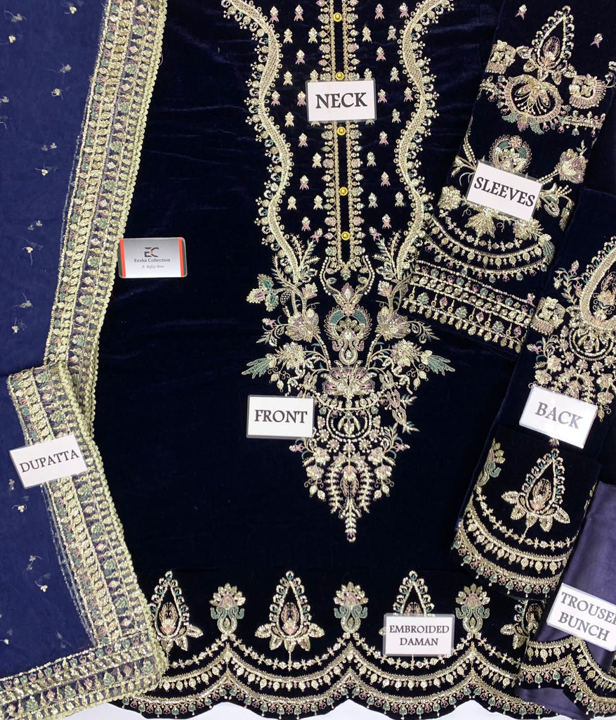Luxury Velvet Embroidered Suit with Net Dupatta & Silk Trouser – Ready to Wear | Royal Martz