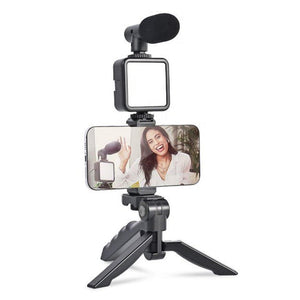 Tripod Stand with Microphone & LED Ring Light – 3 in 1