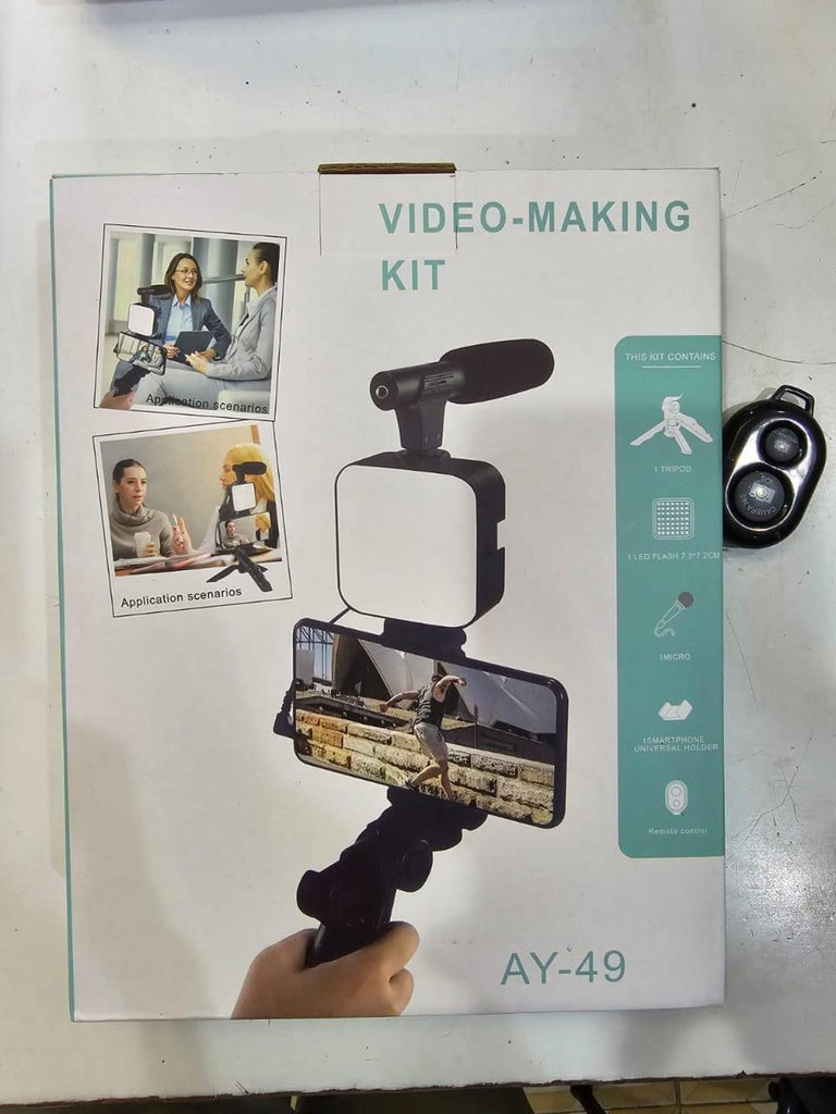Tripod Stand with Microphone & LED Ring Light – 3 in 1