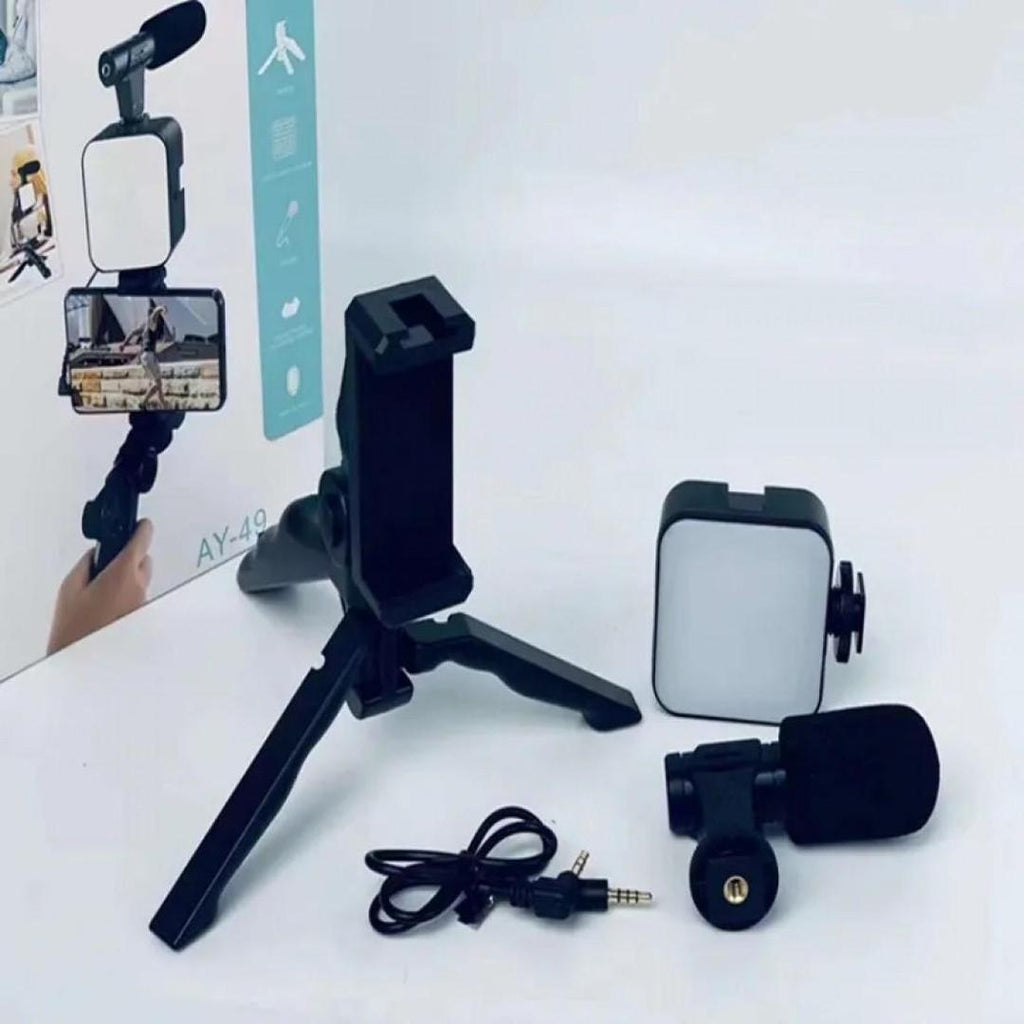 Tripod Stand with Microphone & LED Ring Light – 3 in 1
