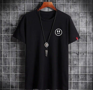 Men’s Cotton Printed Black T-Shirt – Round Neck Casual Wear (S-XL)