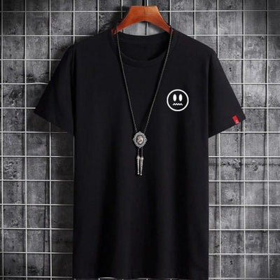 Men’s Cotton Printed Black T-Shirt – Round Neck Casual Wear (S-XL)