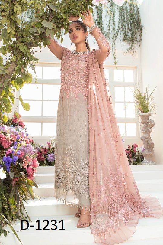 Maria B Wedding Edition – MD 963 | Luxury Chiffon Tie & Dye Embroidered Dress with 3D Handwork & Heavy Dupatta | Royal Martz