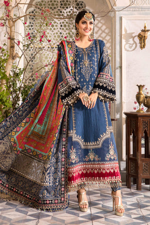 Maria B Chiffon Heavy Embroidered Spengle Work Suit with Silk Dupatta & Jamawar Trouser – Wedding & Party Wear | Royal Martz