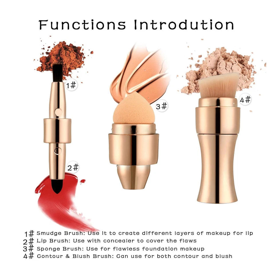 Max Factor X 4 In 1 Makeup Brush Set – Portable Mini Travel Makeup Brushes Kit