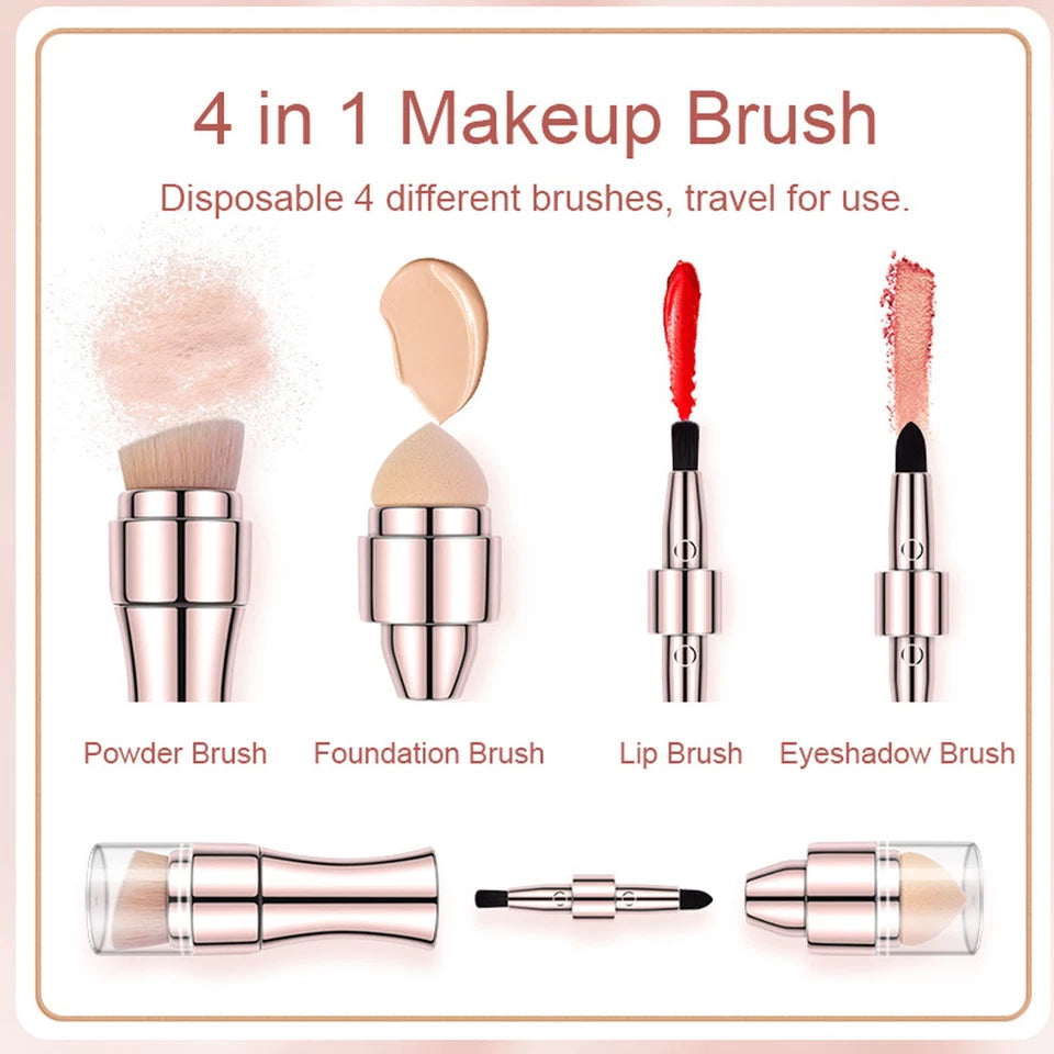 Max Factor X 4 In 1 Makeup Brush Set – Portable Mini Travel Makeup Brushes Kit